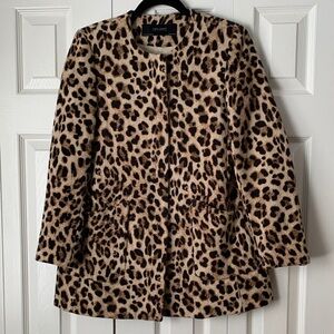 Zara Basic Collection Leopard Print Jacket Coat Size M